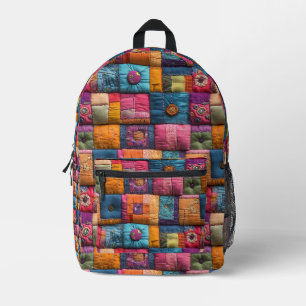 Fantasievolle Patchwork-Quilt-Muster: Farbige Gest Bedruckter Rucksack