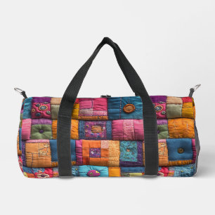 Fantasievolle Patchwork-Quilt-Muster: Farbige Gest Duffle Bag