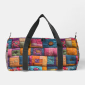 Fantasievolle Patchwork-Quilt-Muster: Farbige Gest Duffle Bag (Rückseite)