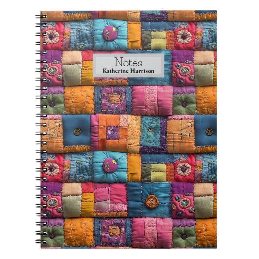Fantasievolle Patchwork-Quilt-Muster: Farbige Gest Notizblock (Vorderseite)