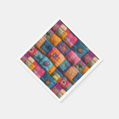 Fantasievolle Patchwork-Quilt-Muster: Farbige Gest Serviette (Ecke)