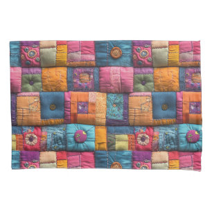 Fantasievolle Patchwork-Quiltvorlage: Farbintensiv Kissenbezug