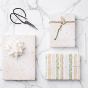 Fantasievolle Pfirsich-Punkte-Geburtstag Geschenkpapier Set