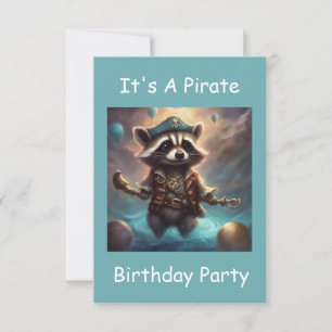 Fantasievolle Piraten-Waschbär-Geburtstagsfeier-Ei Karte