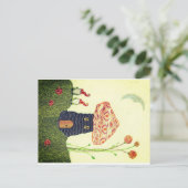 Fantasievolle Postkarte mit Pilzhaus, zwei Gnomen (Stehend Vorderseite)