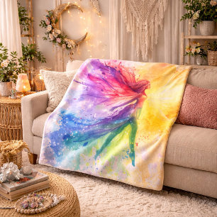 Fantasievolle Regenbogenfee - Verzauberte Cottagec Fleecedecke