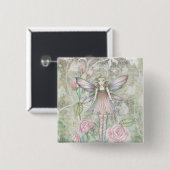Fantasievolle Rosenfee Button (Vorne & Hinten)