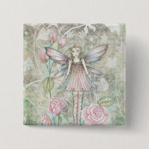 Fantasievolle Rosenfee Button