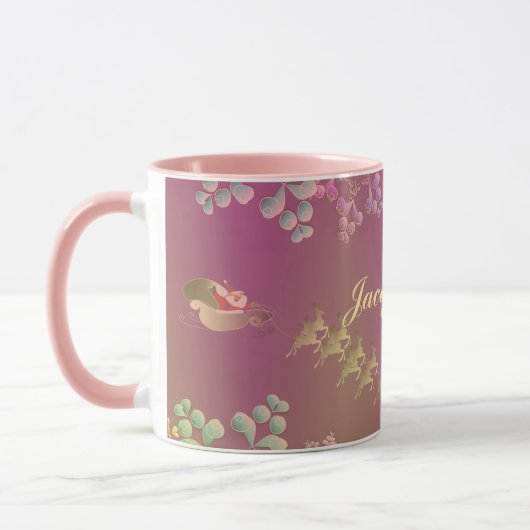 Fantasievolle Santa's Rentier & Schneeflocken Lila Tasse (Links)
