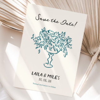 Fantasievolle Save-the-Date-Blumen-Hochzeitskarte Save The Date