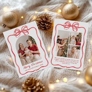 Fantasievolle Schleife Weihnachtsfoto Handgezeichn Feiertagskarte