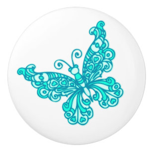 Fantasievolle Schmetterling-Aquafarbtinte-Kunst-Tü Keramikknauf