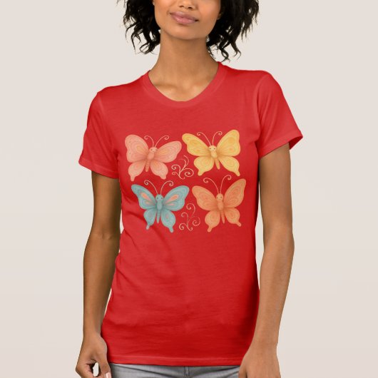 Fantasievolle Schmetterlinge T-Shirt (Vorderseite)