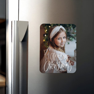 Fantasievolle Schrift Frohe Weihnachten Foto Magnet