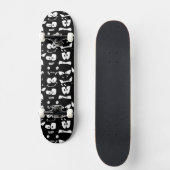 fantasievolle Schwarz-Weiß-Cartoon-Smiley Skateboard (Vorderseite)