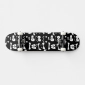 fantasievolle Schwarz-Weiß-Cartoon-Smiley Skateboard (Horizontal)