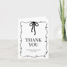 Fantasievolle schwarze Fliege Hochzeit Dankeskarte