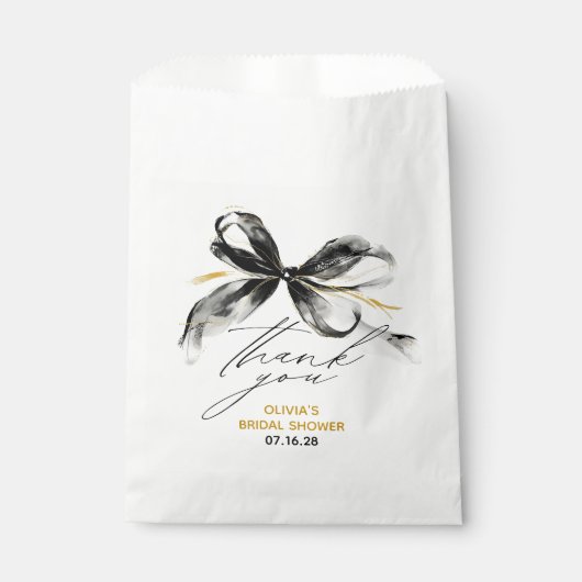Fantasievolle schwarze goldene Bogen Danke Geschenktütchen (Vorderseite)