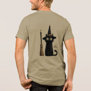 Fantasievolle schwarze Katze Frohes Halloween Tri-Blend Shirt