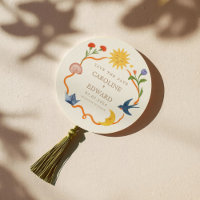Fantasievolle Sonne und Mond Runde Save-the-Date-K