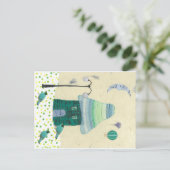 Fantasievolle, spielerische Postkarte mit Tiny Hou (Stehend Vorderseite)