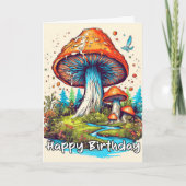 Fantasievolle Sprossing Forest Mushroom Art Karte (Vorderseite)