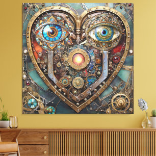 Fantasievolle Steampunk-Herz Ich sehe dich Ich lie Leinwanddruck