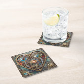 Fantasievolle Steampunk-Herz Ich sehe dich Ich lie Rechteckiger Pappuntersetzer (Vor Ort)