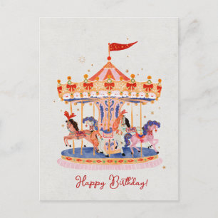 Fantasievolle Vintage-Karussell-Wasserfarbe Postkarte