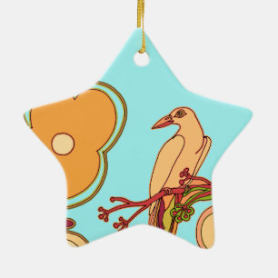 Fantasievolle Vögel Keramikornament