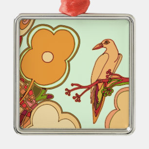 Fantasievolle Vögel Silbernes Ornament