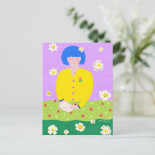 Fantasievolle Volkskunst Lesemädchen Bunt Postkarte