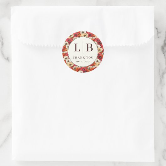 Fantasievolle warme florale Dankbarkeit Runder Aufkleber (Tasche)