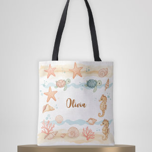 Fantasievolle Wasserfarbe-Baby-Meereskreaturen Tasche
