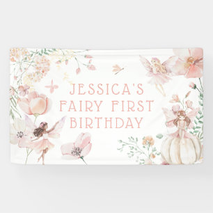 Fantasievolle Wasserfarbe-Fee 1. Geburtstag Banner