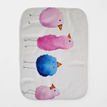 Fantasievolle Wasserfarben-Baby-Vögel-Speitücher