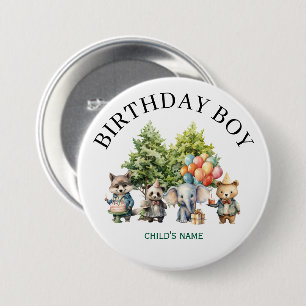 Fantasievolle Wasserfarben-Wald-Geburtstag Button