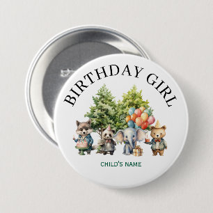 Fantasievolle Wasserfarben-Wald-Geburtstag Button