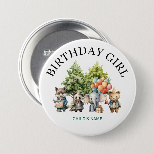 Fantasievolle Wasserfarben-Wald-Geburtstag Button (Vorne & Hinten)