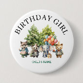 Fantasievolle Wasserfarben-Wald-Geburtstag Button (Vorderseite)