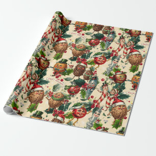 Fantasievolle Weihnachtsfiguren Geschenkpapier