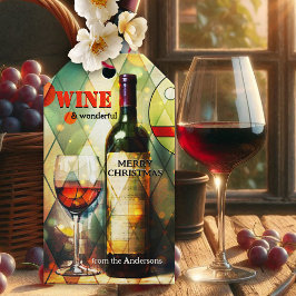Fantasievolle Wein-Kunst Frohe Weihnachten Geschenkanhänger