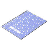 Fantasievolle weiße Sterne hellblaue Monogramm Notizblock (Linke Seite)
