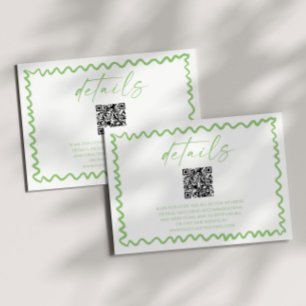 Fantasievolle Zitrusgrüne QR-Code-Hochzeitsdetails Begleitkarte