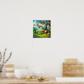 Fantasievoller Eisvogel auf Apfelbaum Farbige Poster (Küche)