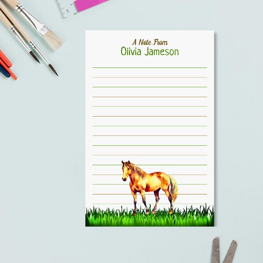 Fantasievoller Kindername PFERD Liniiertes Schreib Briefpapier