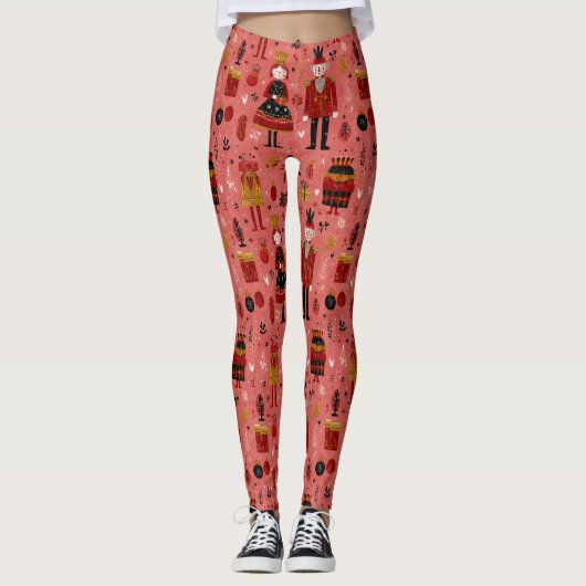 Fantasievoller Nussknacker-Feiertagsmuster Leggings (Vorderseite)