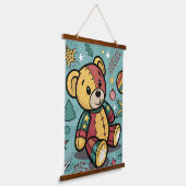 Fantasievoller Patchwork-Weihnachts-Teddybär Wandteppich Mit Holzrahmen (Gewinkelt)