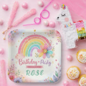 Fantasievoller Regenbogen-Geburtstag Pappteller (Party)
