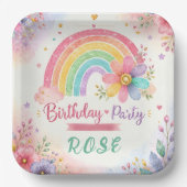 Fantasievoller Regenbogen-Geburtstag Pappteller (Vorderseite)